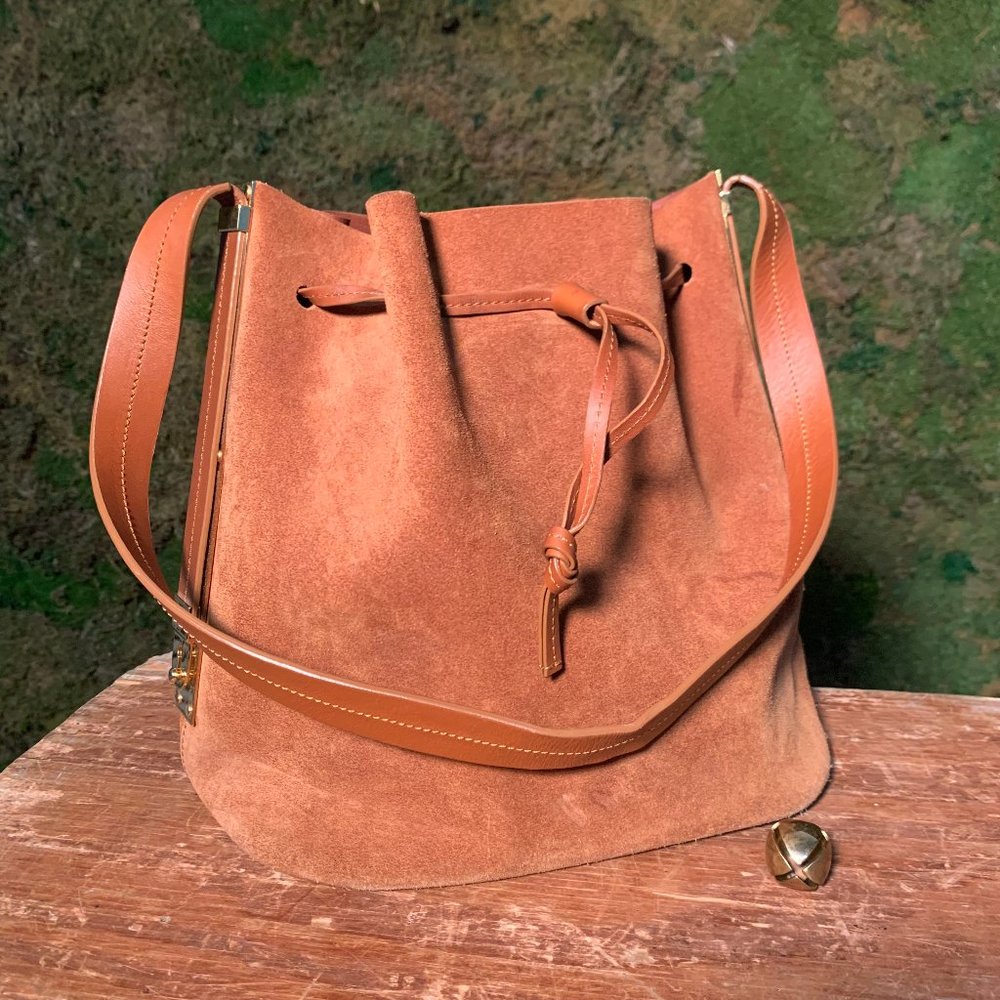 Sophie Hulme London Suede Camel Shoulder Bag